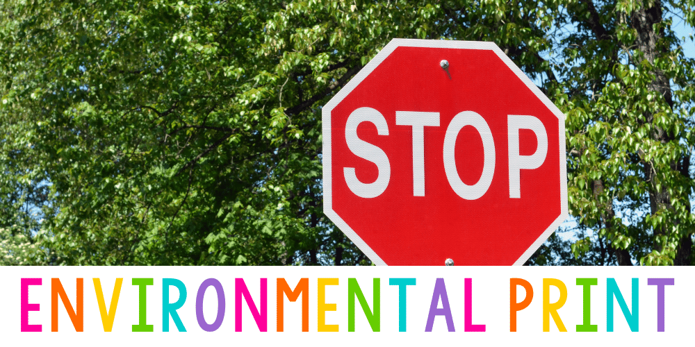 picture of a stop sign with words environmental print below