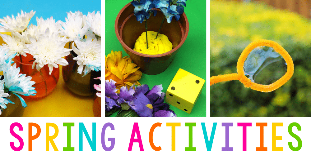 a collage of preschool activities for a spring theme