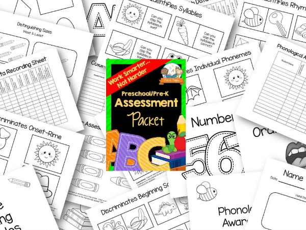 Ink Saver Preschool Assessment Packet in Black and White