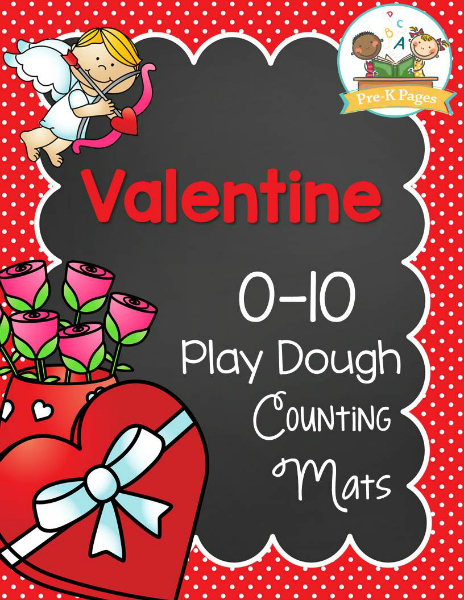 Valentine Play Dough Counting Mats