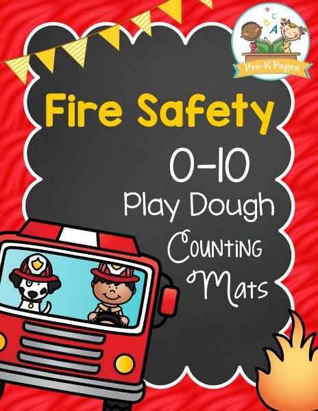 Printable Fire Safety Play Dough Counting Mats for Preschool