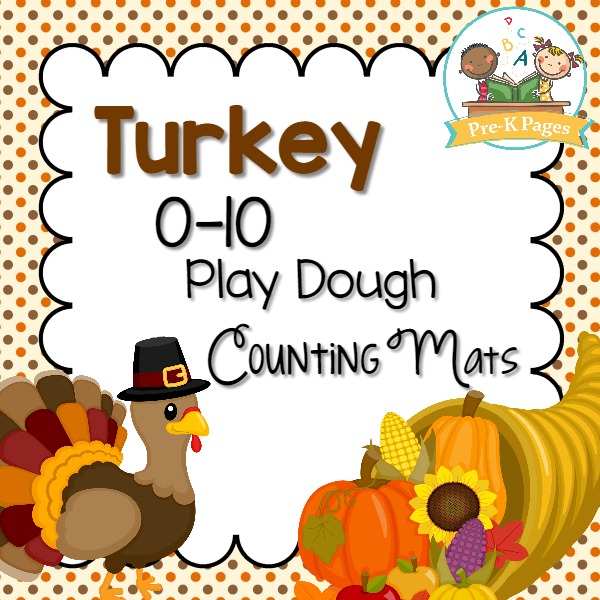 Printable Thanksgiving Play Dough Counting Mats for Preschool
