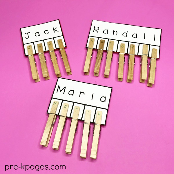 Clothespin Names Activity for Preschool