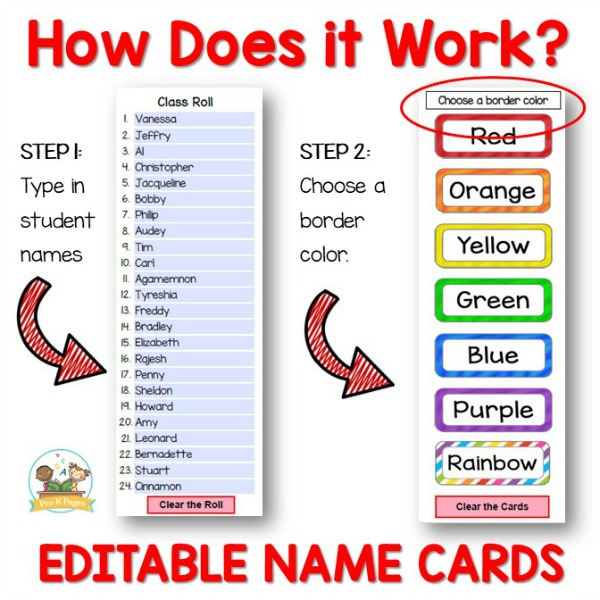 Editable Name Cards for Preschool and Kindergarten