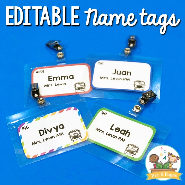 Editable Name Tags for First Day of School