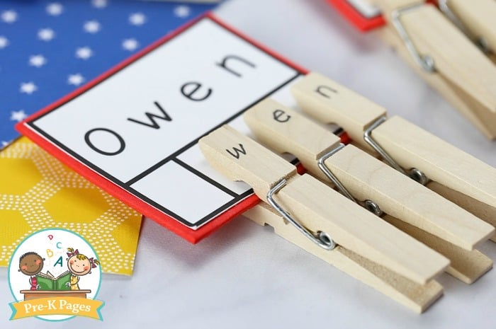 Clothespin name activity lowercase