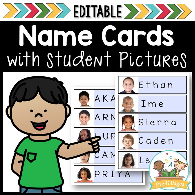 Free Editable Name Cards with student pictures