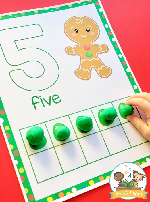 Gingerbread Play Dough Counting Mats