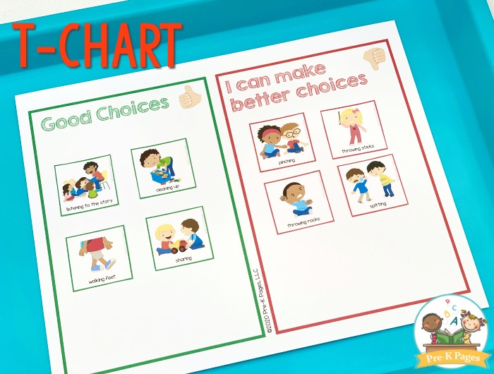 Making Good Choices T Chart for Preschool
