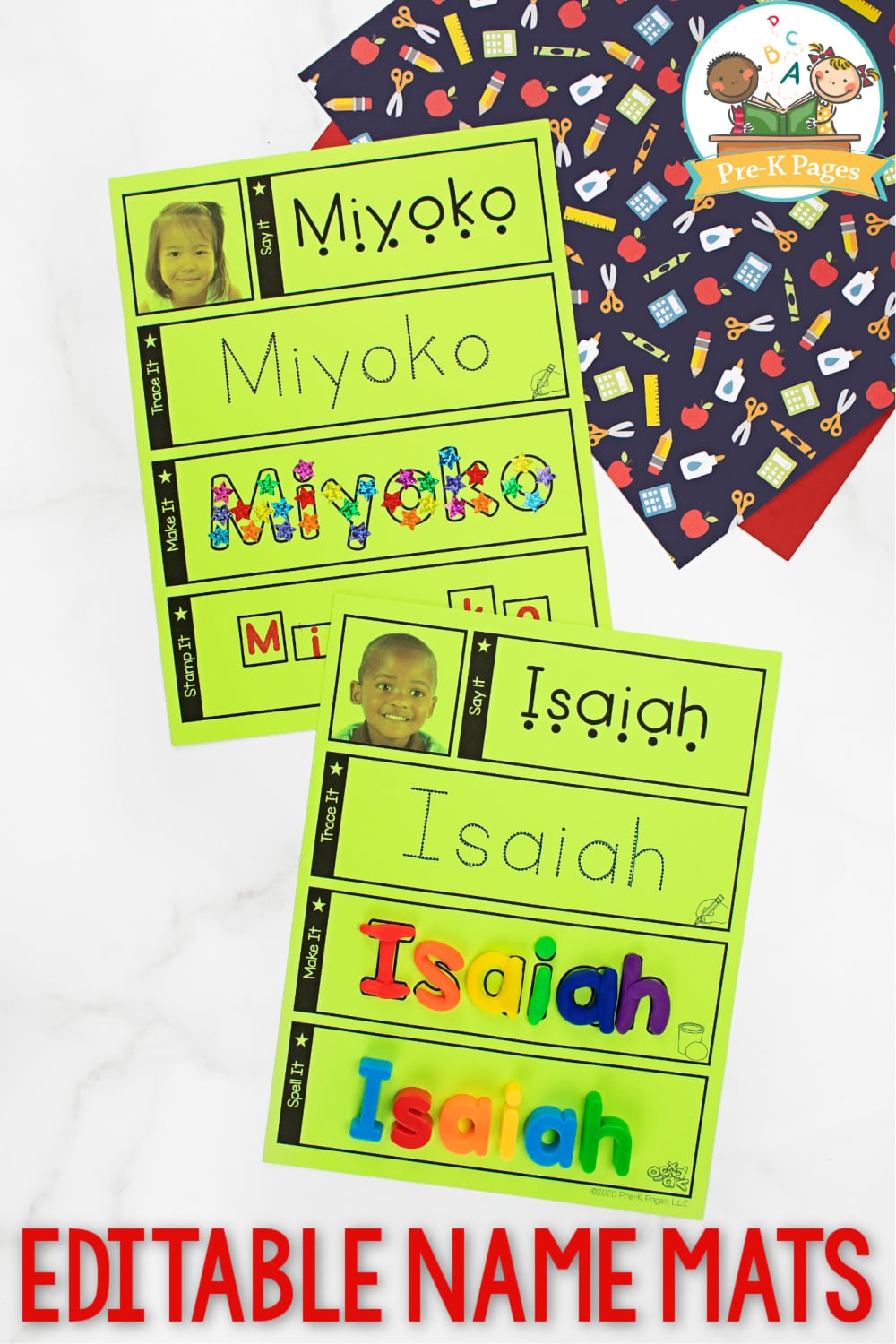 Editable Name Mats for Preschool