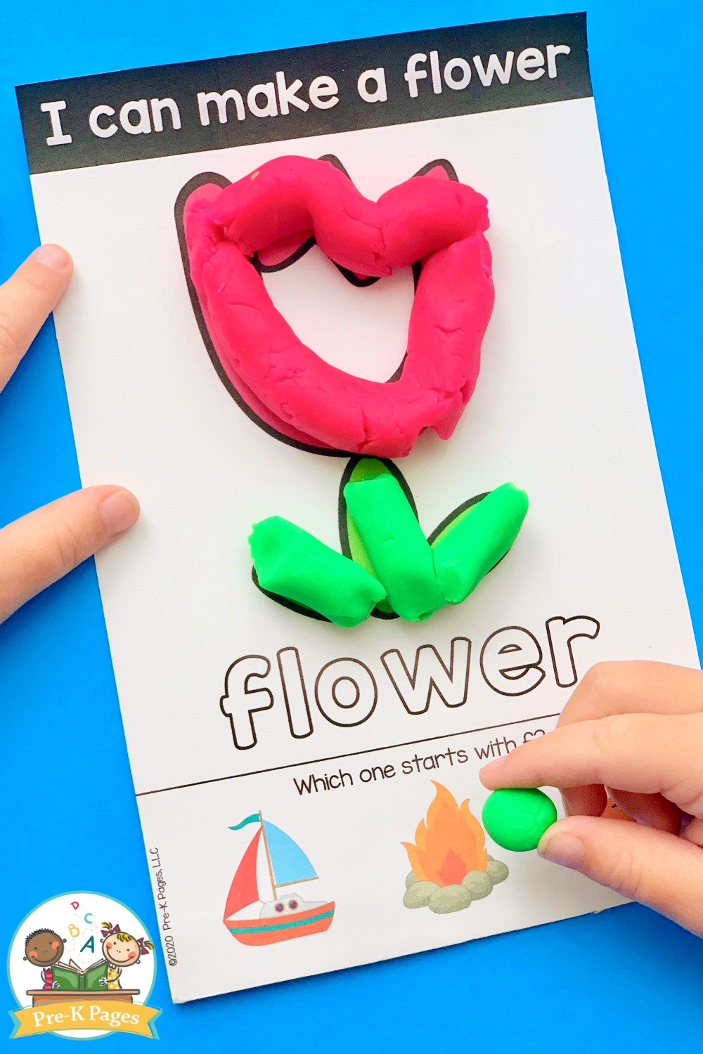 Making a flower with play dough