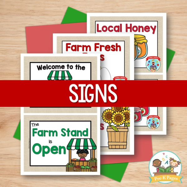 Farmers Market Signs for Dramatic Play