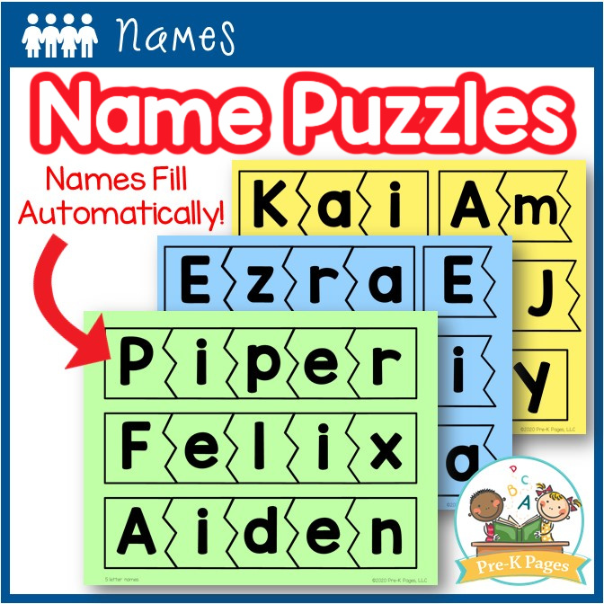printable name puzzles for preschool or kindergarten name recognition