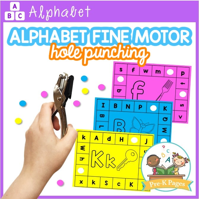 Alphabet Fine Motor Hole Punch Cards - Pre-K Pages