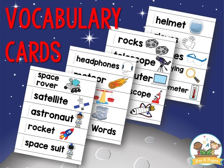 Space Dramatic Play Word Cards for Preschool by Pre-K Pages