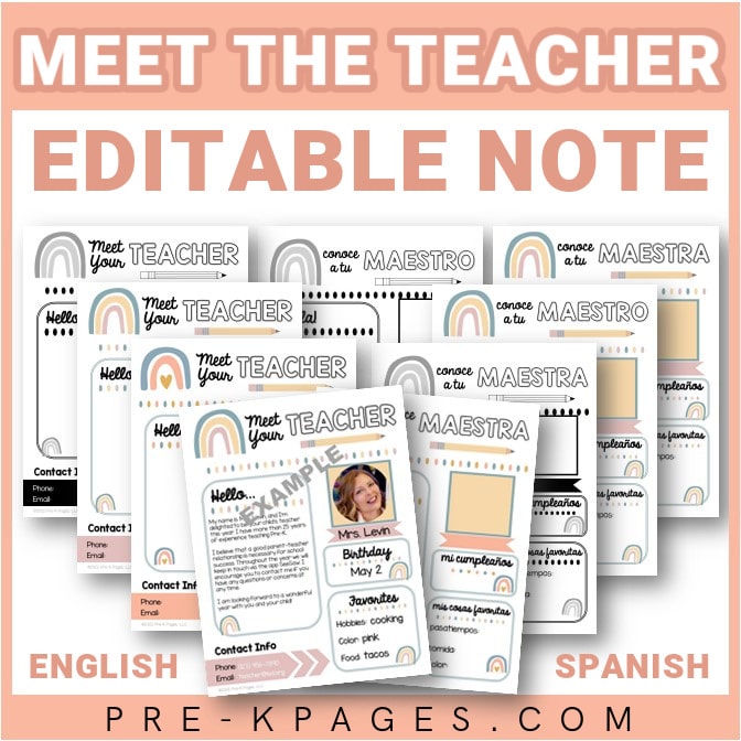 Meet the Teacher Note English and Spanish