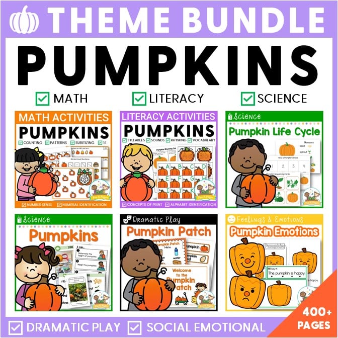 6 different components of the pumpkin theme bundles arranged in grid.