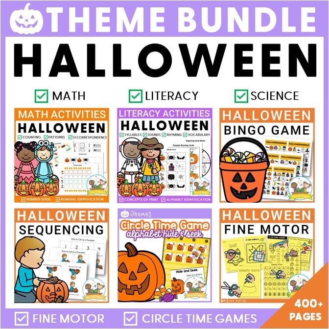 collection of Halloween product covers in grid