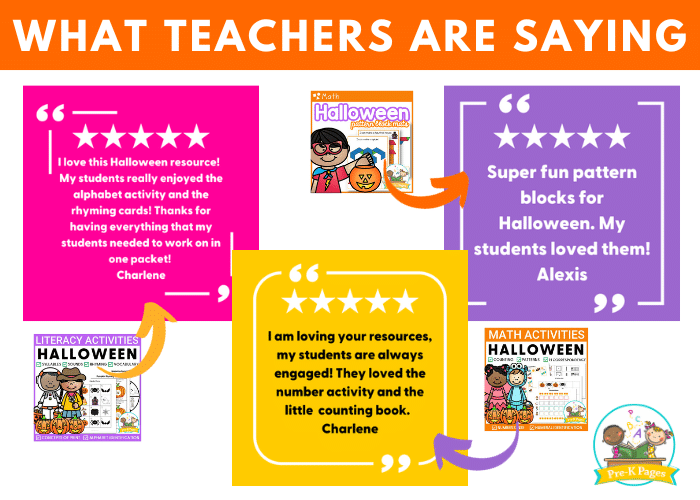 3 testimonials from teacher who have bought and used this bundle in their classrooms
