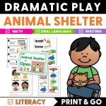 cover of dramatic play animal shelter featuring 5 interior images