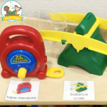 tape measure and balance scale