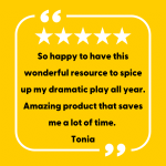 yellow image with black text. 5 white stars at the top