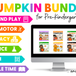colorful image of a computer screen with pictures of each product included in the pumpkin bundle