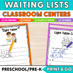 Center Waiting Lists Sign-Up Sheets