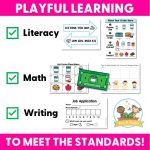 preview of some items included in pdf such as literacy, math, and writing.