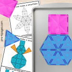 Magnetic Tiles Winter Theme Task Cards on magnetic tray